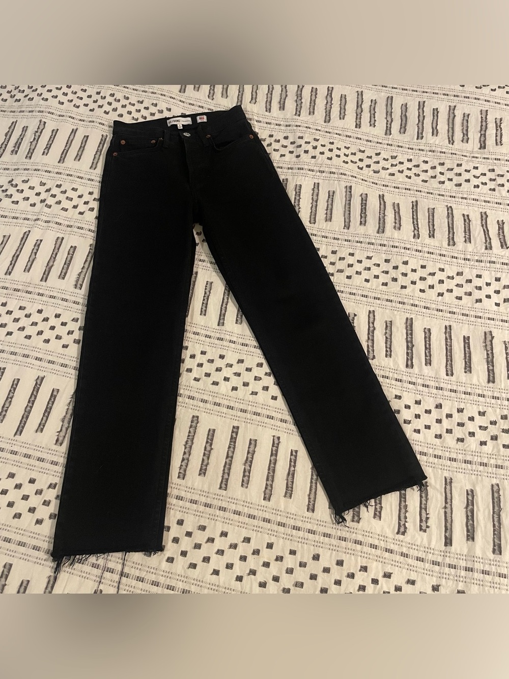 RE/DONE Originals High Rise Ankle Crop Jeans in Washed Black – Size 24